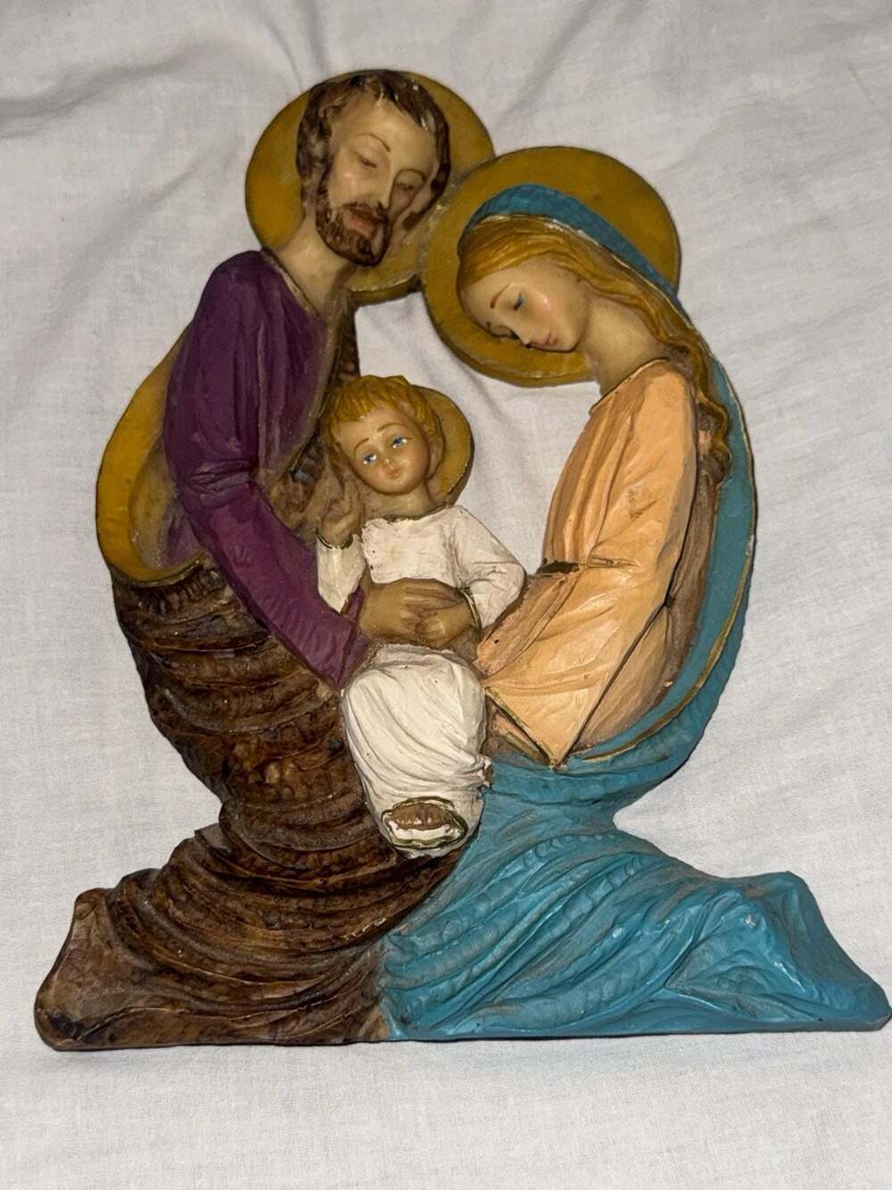 Vintage Holy Family Plaster Wall Plaque - ,